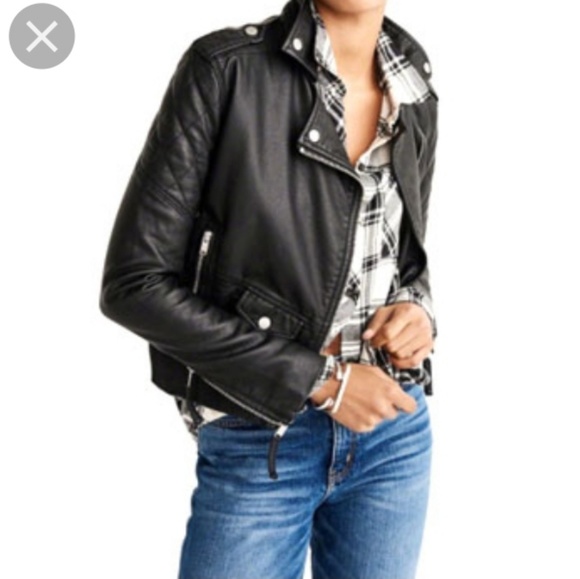NWT A&F Faux Leather Biker Jacket - Picture 1 of 8